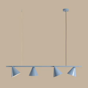 Shop ALDEX Suspension Form 4, métal, cône, à 4 lampes, bleu clair
