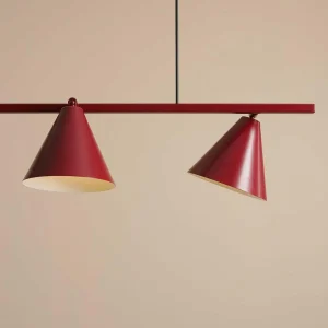 Discount ALDEX Suspension Form 4, métal, cône, à 4 lampes, bordeaux
