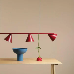 Discount ALDEX Suspension Form 4, métal, cône, à 4 lampes, bordeaux