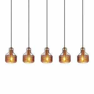 Cheap Näve Suspension Foro, à cinq lampes, noir/doré