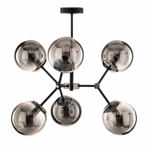 Outlet Alfa Suspension Foton à 6 lampes noire/argentée