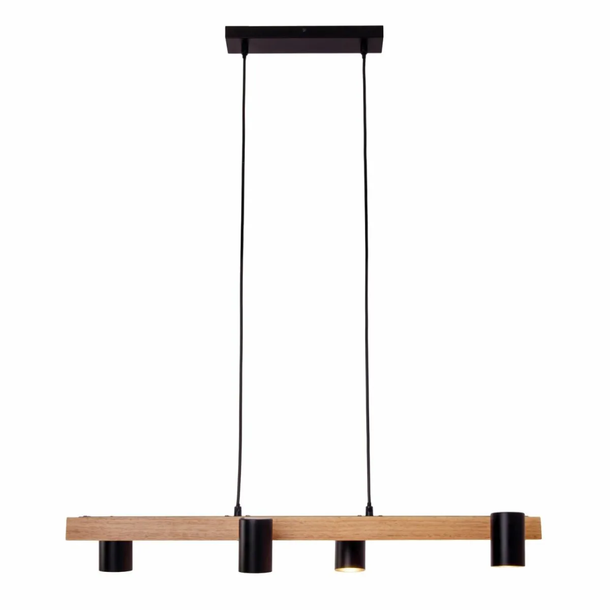 suspension_frida_avec__spots_noirebois_clair_1.webp Fashion Näve Suspension Frida avec 4 spots, noire/bois clair