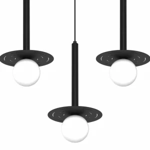 Fashion Eko-Light Suspension Futura, noire/blanche, à 3 lampes