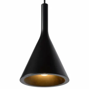 Hot Lucide Suspension Gipsy. noir, plâtre, 120 cm, à 4 lampes