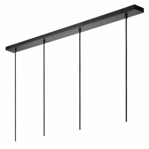 Hot Lucide Suspension Gipsy. noir, plâtre, 120 cm, à 4 lampes