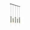 Best Brilliant Suspension Glasini, longueur 95 cm, gris fumé, 5 lampes, verre