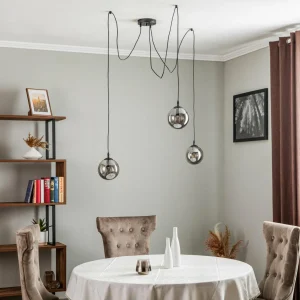 Fashion EMIBIG LIGHTING Suspension Glassy à 3 lampes décentrée, verre graphite
