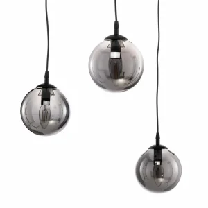 Fashion EMIBIG LIGHTING Suspension Glassy à 3 lampes décentrée, verre graphite
