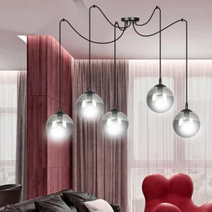 Best Sale EMIBIG LIGHTING Suspension Glassy, 5 lampes, décentralisée, noir, graphite