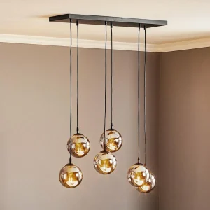 Clearance EMIBIG LIGHTING Suspension Glassy, 6 lampes, noir, graphite, verre, 75 cm