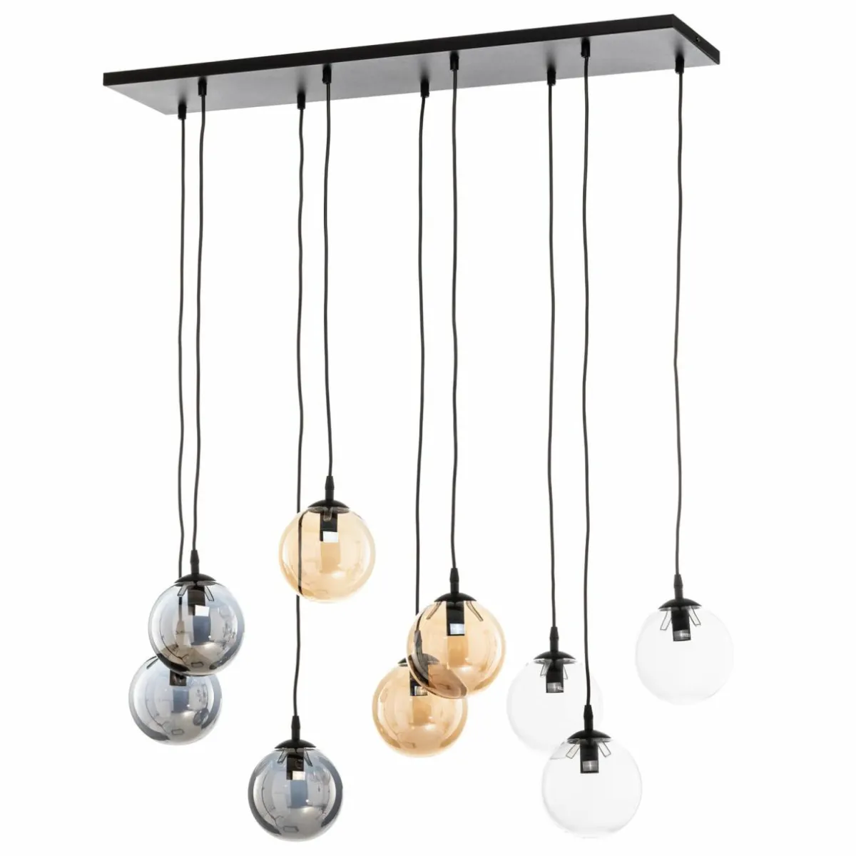suspension_glassy__lampes_noir_graphiteambreclair_e_1.webp Online EMIBIG LIGHTING Suspension Glassy, 9 lampes, noir, graphite/ambre/clair, E14