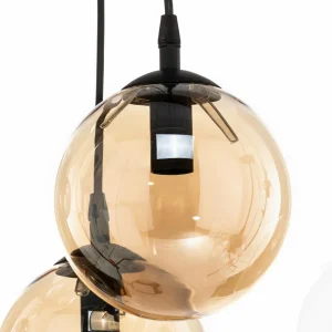 Online EMIBIG LIGHTING Suspension Glassy, 9 lampes, noir, graphite/ambre/clair, E14