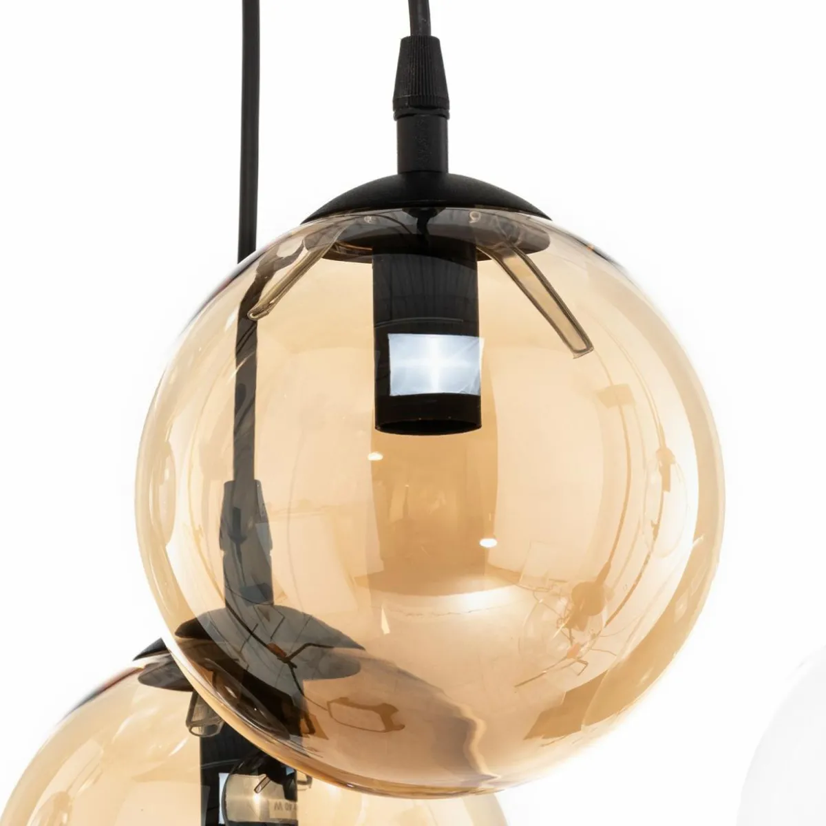 suspension_glassy__lampes_noir_graphiteambreclair_e_3.webp Online EMIBIG LIGHTING Suspension Glassy, 9 lampes, noir, graphite/ambre/clair, E14