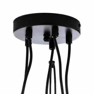 New EMIBIG LIGHTING Suspension Glassy, 5 lampes, noir, graphite/ambre/clair, E14