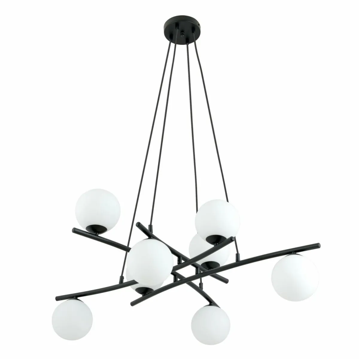 suspension_glassy_croise___lampes_verre_opalin_1.webp Hot Euluna Suspension Glassy, croisée, à 8 lampes, verre opalin
