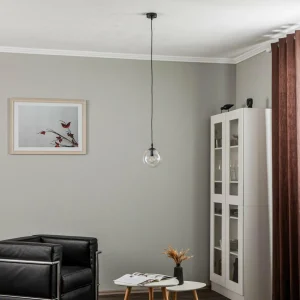 Flash Sale EMIBIG LIGHTING Suspension Glassy, noir, transparent, verre, Ø 14 cm, E14