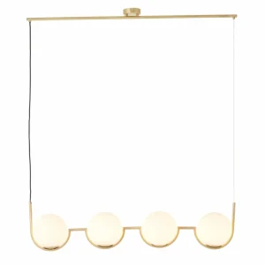 Clearance Brilliant Suspension Glint avec abat-jour en verre, à 4 lampes