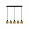 Hot Opviq Suspension Gold 033, verre transparent doré, 5 lampes linéaires