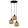 Discount Opviq Suspension Gold 011, verre transparent doré, 3 lampes rondes