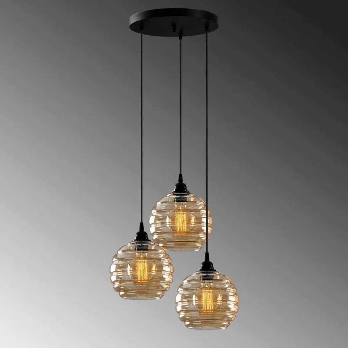 suspension_gold__verre_transparent_dor__lampes_rondes_2.webp Discount Opviq Suspension Gold 011, verre transparent doré, 3 lampes rondes