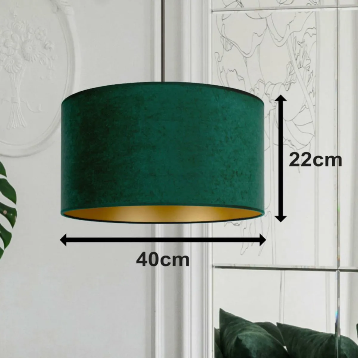 suspension_golden_roller___cm_vert_foncdor_2.webp Store Duolla Suspension Golden Roller Ø 40 cm vert foncé/doré
