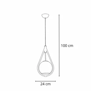 Best Alfa Suspension Gota, bois, verre, Ø 24 cm, suspension 100 cm