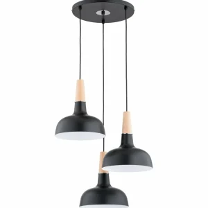 New Alfa Suspension Goxa, ronde, 3 lampes, noir, Ø 45 cm, métal