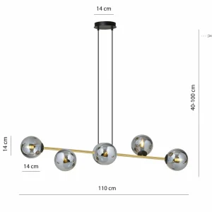 Best Sale EMIBIG LIGHTING Suspension Gravity, graphite/or/noir, verre, E14