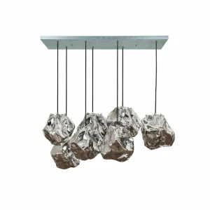 New Zijlstra Suspension Guldenthal, abat-jour en verre 7 lampes