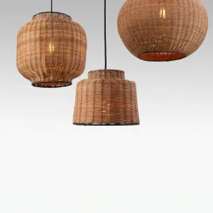 New FARO BARCELONA Suspension Haka avec abat-jour en rotin, Ø 53 cm
