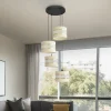 Hot Euluna Suspension Helen ronde écru-dorée quatre lampes