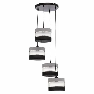 Cheap Euluna Suspension Helen ronde gris-noir-argenté 4 lampes