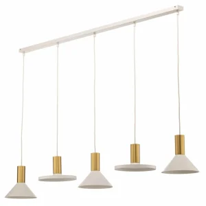 Cheap Nowodvorski Lighting Suspension Hermanos V 5 lampes blanc/laiton