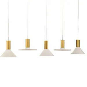 Cheap Nowodvorski Lighting Suspension Hermanos V 5 lampes blanc/laiton