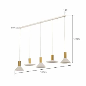 Cheap Nowodvorski Lighting Suspension Hermanos V 5 lampes blanc/laiton
