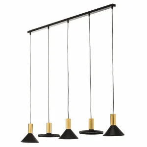 Cheap Nowodvorski Lighting Suspension Hermanos V 5 lampes noir/laiton