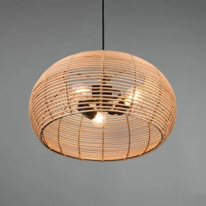 Outlet Trio Lighting Suspension Inga avec abat-jour en rotin Ø 50 cm