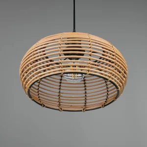 Shop Trio Lighting Suspension Inga avec abat-jour en rotin Ø 29 cm