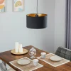 Cheap EMIBIG LIGHTING Suspension Jari abat-jour tissu 1 lampe noir doré