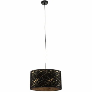 Hot EMIBIG LIGHTING Suspension Jari tissu 1 lampe, noir marbré