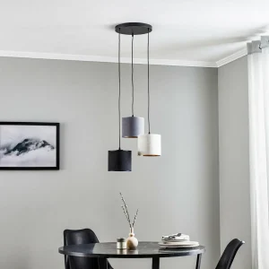 Store EMIBIG LIGHTING Suspension Jari x3 ronde, noir-blanc-gris