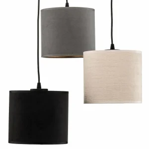 Store EMIBIG LIGHTING Suspension Jari x3 ronde, noir-blanc-gris