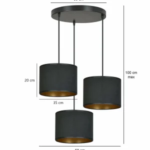 Best EMIBIG LIGHTING Suspension Jari x3 ronde, noir-doré
