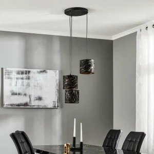 Discount EMIBIG LIGHTING Suspension Jari x3 ronde, noir-marbré