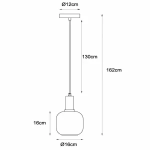 Clearance Lucide Suspension Joanet, Ø 16 cm, à 1 lampe, verre, noir