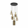 New Lucide Suspension Joanet avec verre fumé, à 5 lampes