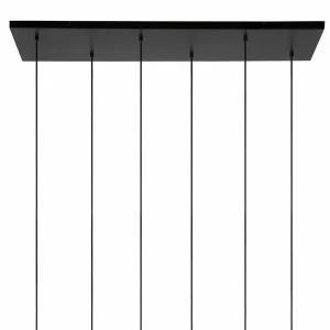 Discount Lucide Suspension Joanet, gris fumé/noir, verre, 132 cm de long