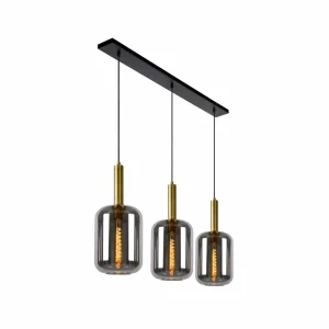 New Lucide Suspension Joanet, verre fumé, à 3 lampes