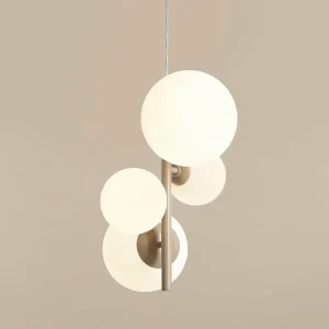 Hot ALDEX Suspension Joel, beige/blanche, à 4 lampes