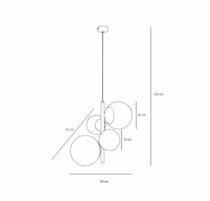 Sale ALDEX Suspension Joel, laiton/blanche, à 4 lampes